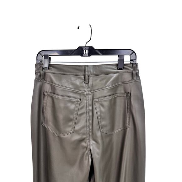 NWT Loft Wide Leg Faux Leather Olive Pants Womens 4 - Picture 5 of 8